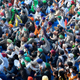 Large crowd of farmers protesting